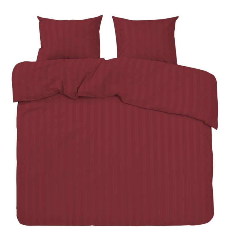 Bäddset MIRAGE KINGSIZE, stilig vävd rand med hotellkänsla i skön satin i julrött