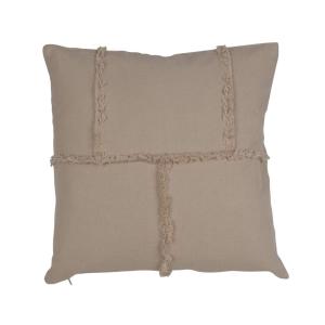 Beige kuddfodral med stora synliga sömmar