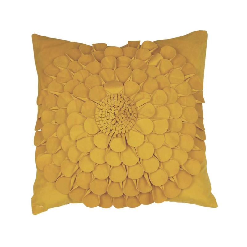 Kuddfodral med stor blomma enfärgad gul