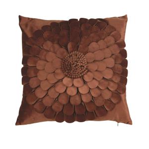 Kuddfodral CILLA 47x47 cm enfärgat med stor blomma, marsala