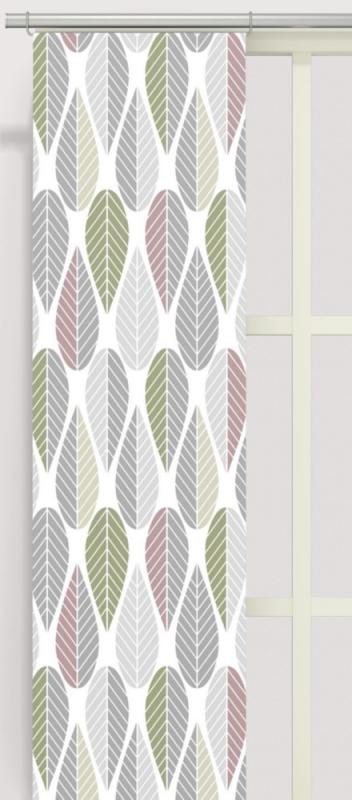 Panelgardin Blader, grafiskt retro mönster Stl. 2st 43x240 Rosalila, grön
