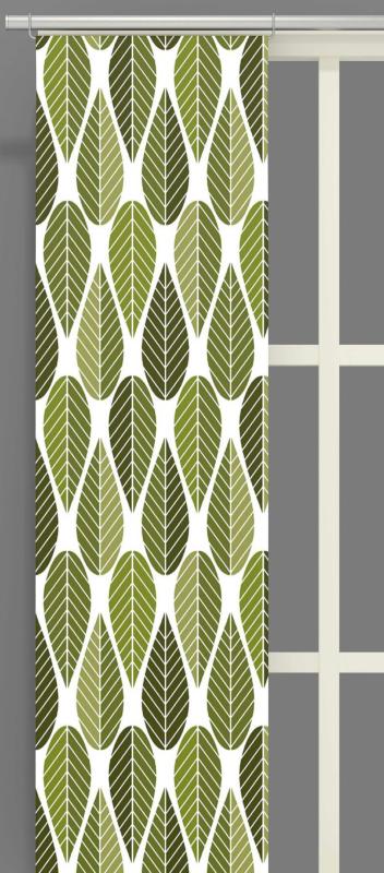 Panelgardin Blader, grafiskt retro mönster Stl. 2st 43x240, grön
