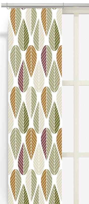Panelgardin Blader, grafiskt retro mönster Stl. 2st 43x240, olivgrön, rost