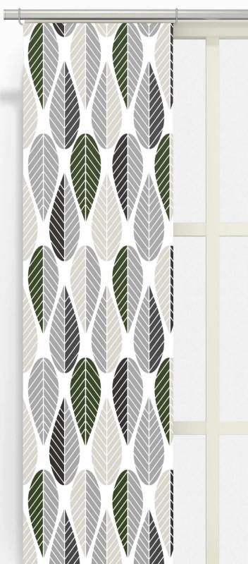 Panelgardin Blader, grafiskt retro mönster Stl. 2st 43x240, grå, grön