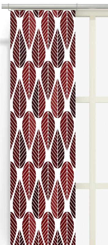 Panelgardin Blader, grafiskt retro mönster i vinrött, rost och brunt