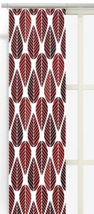 Panelgardin Blader, grafiskt retro mönster i vinrött, rost och brunt