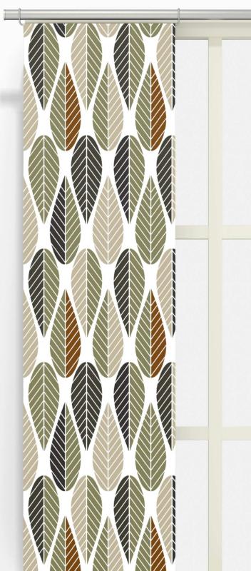 Panelgardin Blader, grafiskt retro mönster Stl. 2st 43x240, beige, grön, rost
