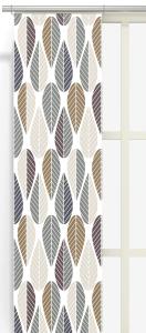 Panelgardin Blader, Arvidssons Textil, grafiskt retro mönster i turkos, beige och brunt