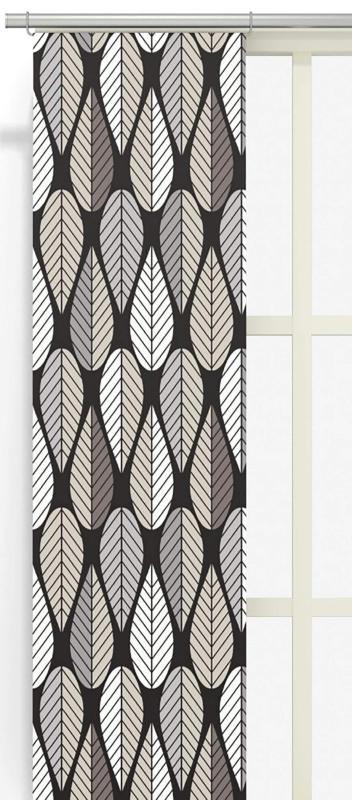 Panelgardin Blader, grafiskt retro mönster Stl. 2st 43x240, svart, grå, mullvad