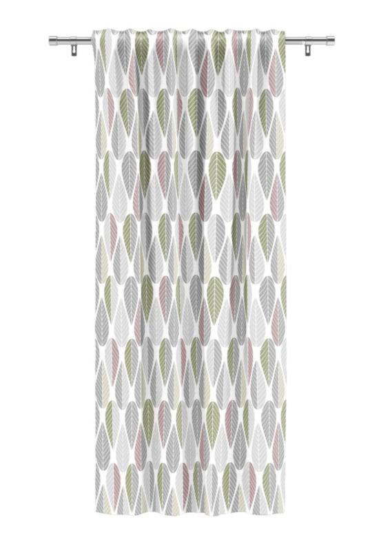 Gardin Blader, grafiskt retro mönster Stl. 1st 140x240, rosalila, grön