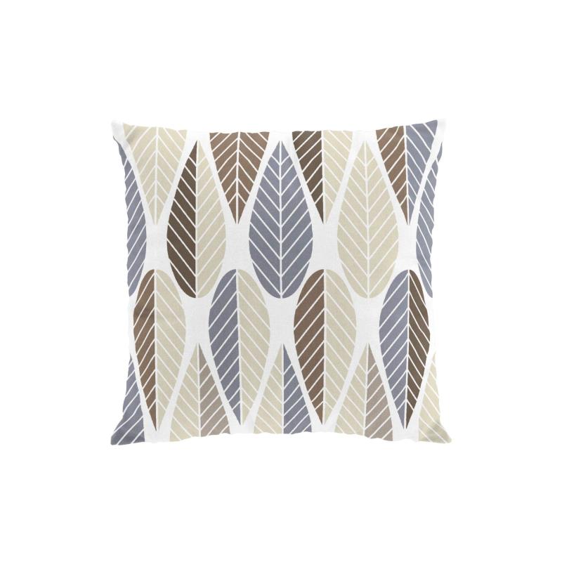 Kuddfodral Blader, grafiskt retro mönster. Stl. 47x47cm, blålila, brun