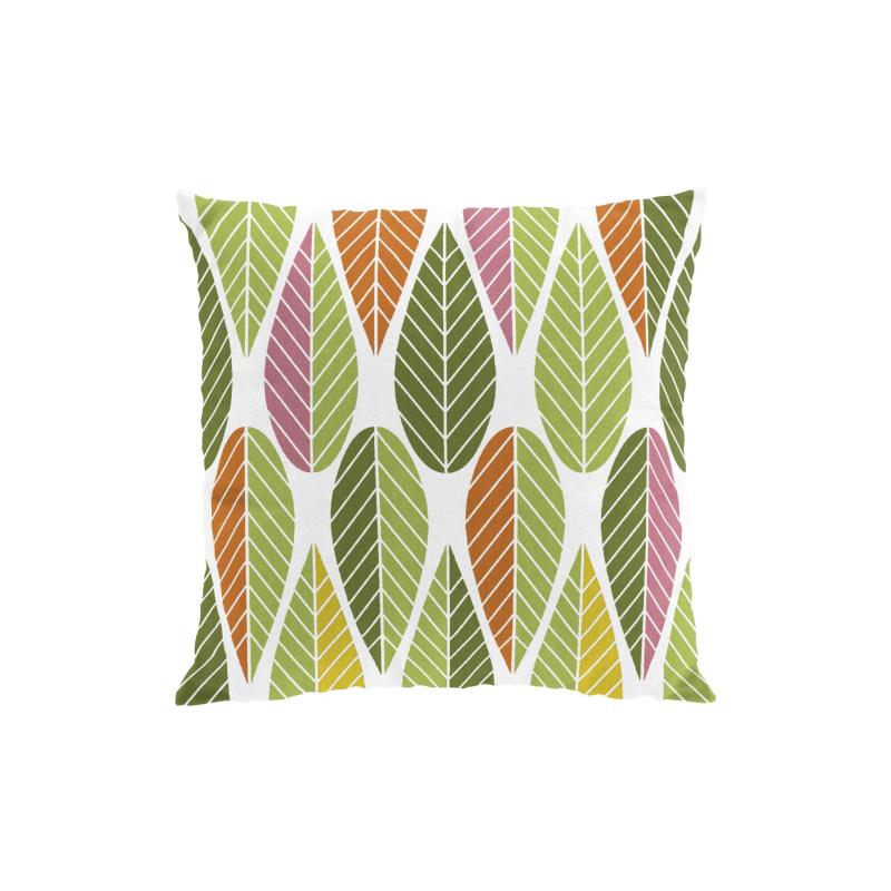 Kuddfodral Blader, grafiskt retro mönster. Stl. 47x47cm, grön, gul, orange