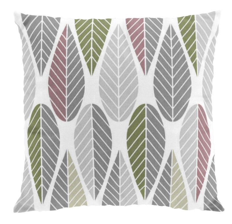 Kuddfodral Blader, grafiskt retro mönster. Stl. 47x47cm, rosalila, grön