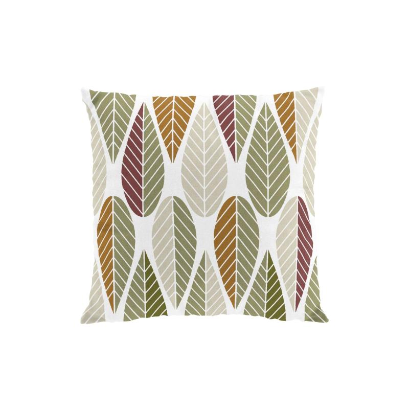 Kuddfodral Blader, grafiskt retro mönster. Stl. 47x47cm, olivgrön, rost