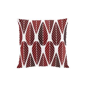 Kuddfodral Blader, grafiskt retro mönster. Stl. 47x47cm, vinröd
