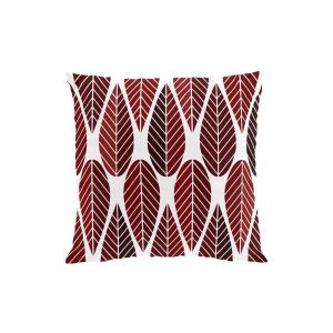 Kuddfodral Blader, grafiskt retro mönster. Stl. 47x47cm, vinröd