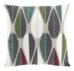 Kuddfodral Blader, grafiskt retro mönster. Stl. 47x47cm, vinröd, grön, turkos