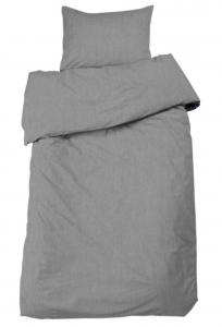 Bäddset ELTON, enfärgat vintage tvättat bäddset med jeans söm i mellangrått