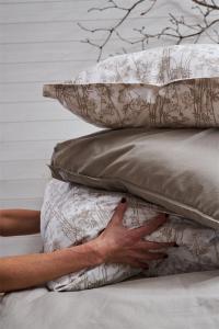 Bäddset ELTON, enfärgat vintage tvättat bäddset med jeans söm i beige