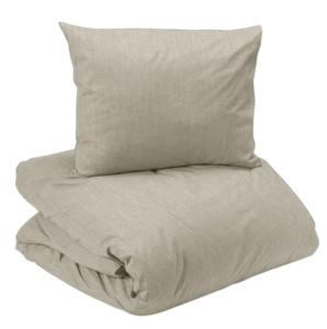 Bäddset ELTON, enfärgat vintage tvättat bäddset med jeans söm i beige