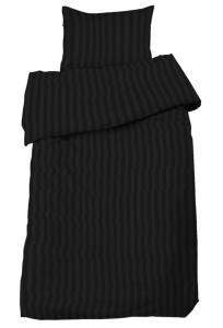 Bäddset MIRAGE, stilig vävd rand med hotellkänsla i skön satin i svart