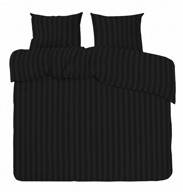 Bäddset MIRAGE KINGSIZE, stilig vävd rand med hotellkänsla i skön satin i svart