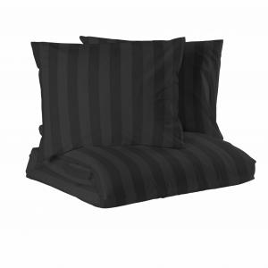 Bäddset MIRAGE KINGSIZE, stilig vävd rand med hotellkänsla i skön satin i svart