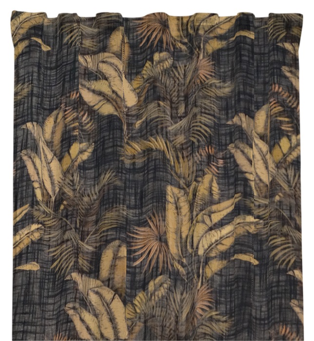 Gardinlängd TAHITI, svart/guld, Stl. 2st 140x250 cm.