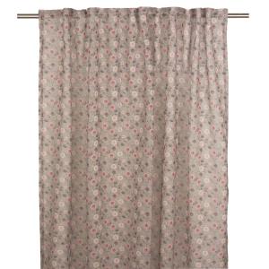 Gardin Rosie, småblommig i rosa, Stl. 2X135X250 cm, greige bottenfärg