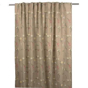 Gardin Maja, småblommig i orange och gult, Stl.120X250 cm, linnefärgad bottenfärg