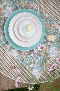 Bordstablett, tallriksunderlägg Nellie, paisley inspirerat mönster, frans i kortsidorna, Stl. 35X45 cm, grön