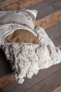 Kuddfodral Sazu, futuristiskt mönster, Stl. 46X46 cm, linne, beige, brun