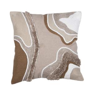 Kuddfodral Sazu, futuristiskt mönster, Stl. 46X46 cm, linne, beige, brun