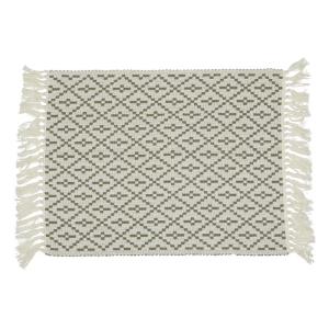 Bordstablett. tallriksunderlägg Benji, inkainspirerat mönster, frans i kortsidorna, grön