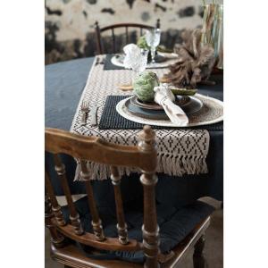 Löpare Benji, inkainspirerat mönster, frans i kortsidorna, svart