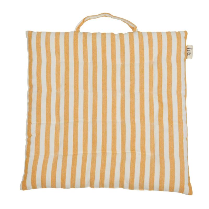 Sittdyna Svea, randig med handtag i gult