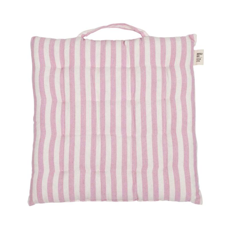 Sittdyna, palldyna Svea, randig med handtag i rosa