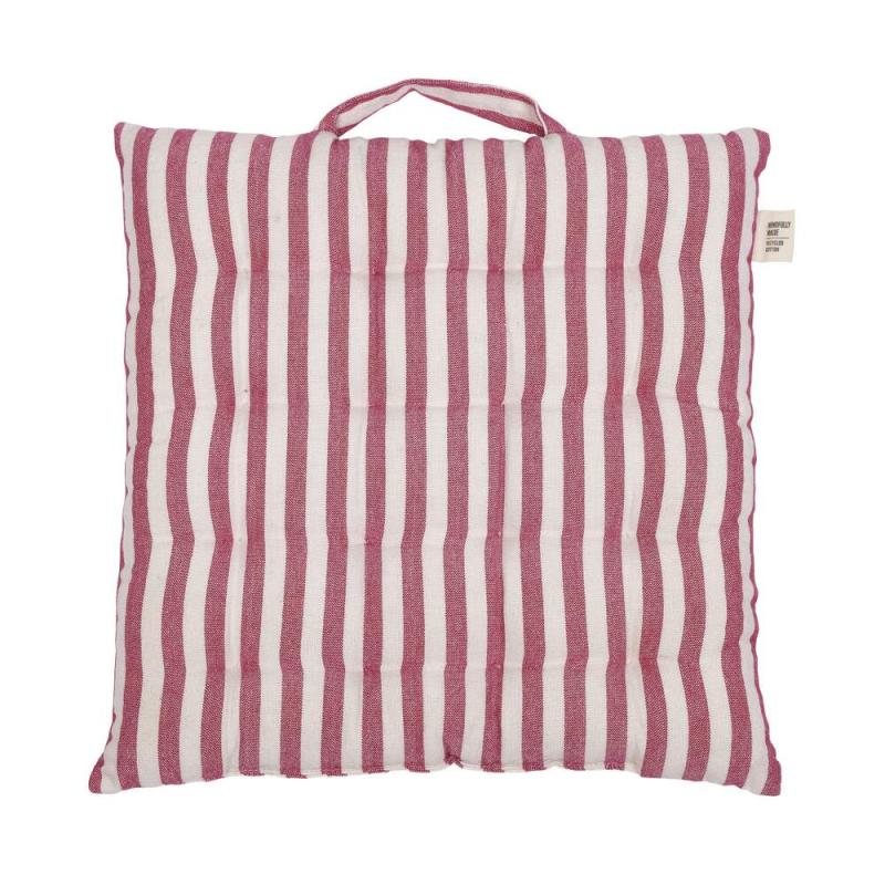 Sittdyna, palldyna Svea, randig med handtag i cerisrosa