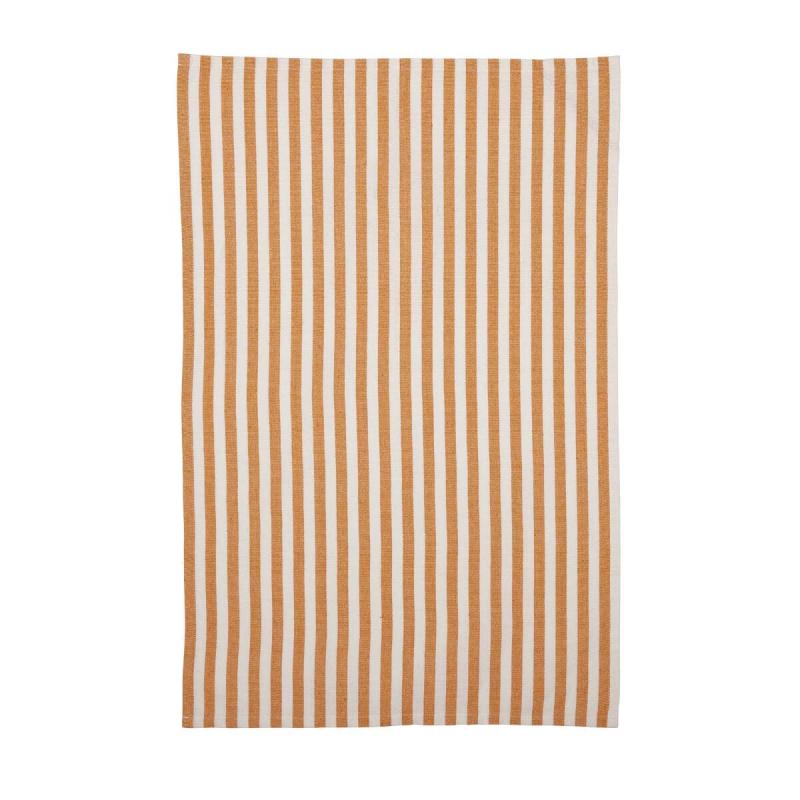 Kökshandduk Svea, klassiskt randig handduk i apelsinfärg och offwhite