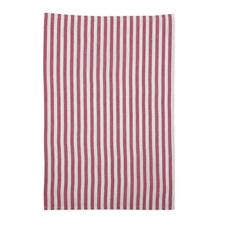 Kökshandduk Svea, klassiskt randig handduk i cericerosa och offwhite