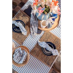 Duk SVEA extra lång, klassiskt randig stor duk i ljusblått och vitt