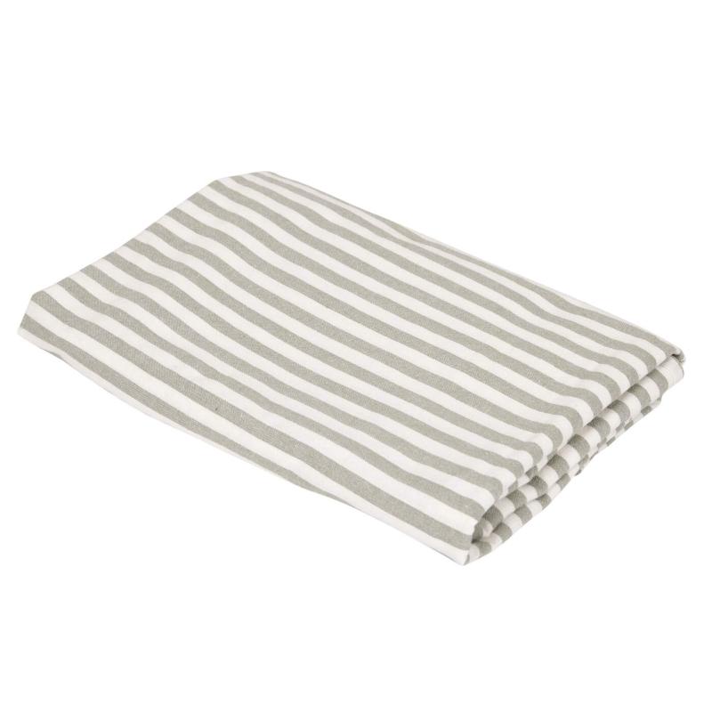 Akrylatbehandlad Duk SVEA klassiskt randig duk i lindblomsgrönt och offwhite