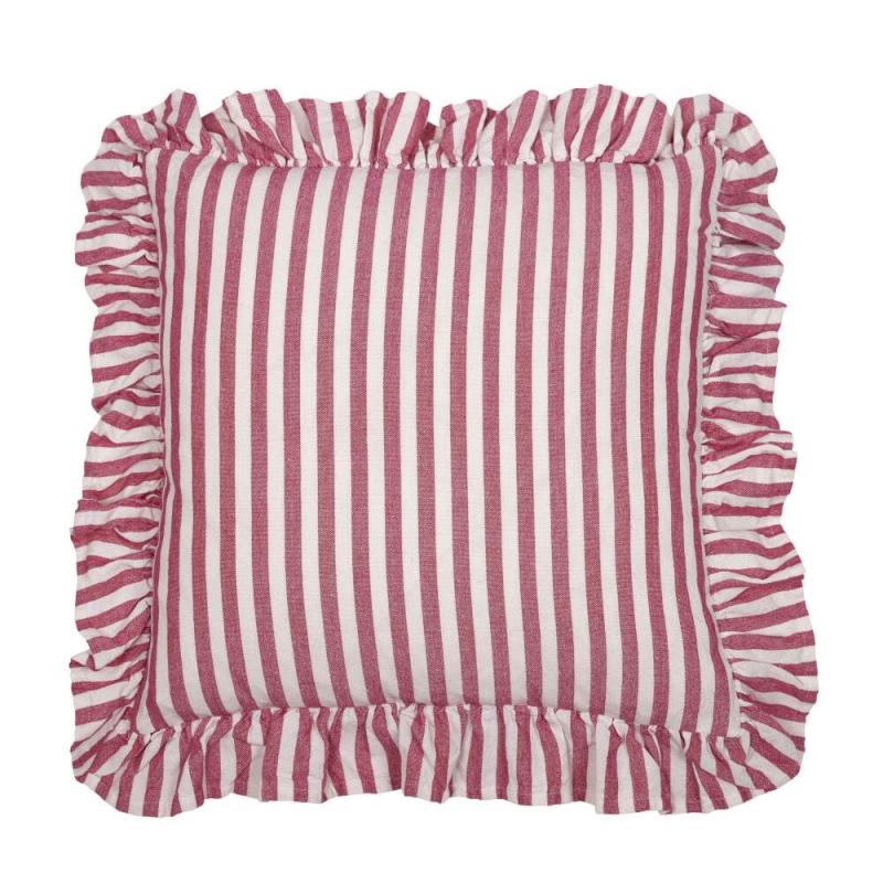 Kuddfodral SVEA, cericerosa och vit randig med volang runt kanten