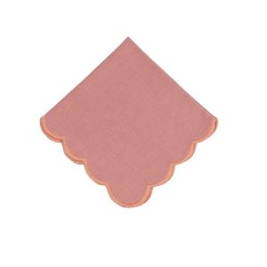 Tygservett, liten duk, Malin, enfärgad med vågig kant och langettsöm, Stl. 40X40 cm, rosa