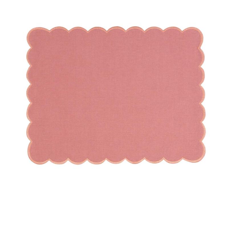 Bordstablett Malin, enfärgad med vågig kant och langettsöm, Stl. 35X45 cm, rosa
