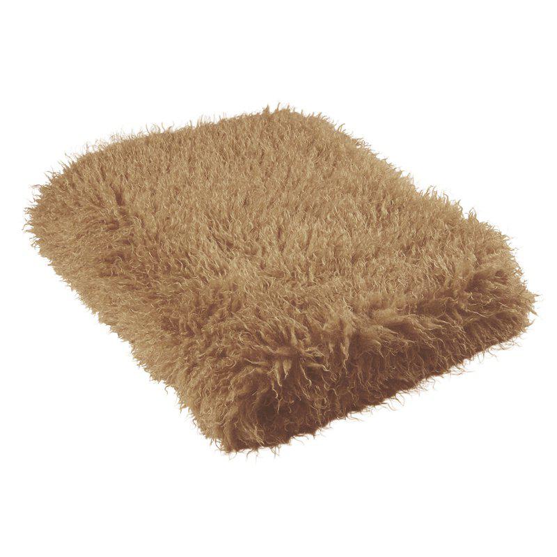 Pläd Curly i pälsimitation i havregult