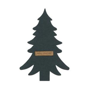 Bestickhållare Merry i fyr-pack, filtmaterial i form av en gran med etikett gjord i konstskinn. grön
