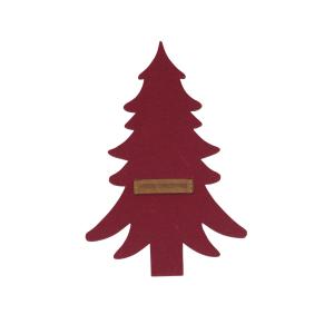 Bestickhållare Merry i fyr-pack, filtmaterial i form av en gran med etikett gjord i konstskinn. Röd