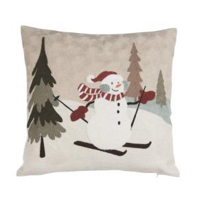 Kuddfodral ALPIN med broderad snögubbe som åker skidor