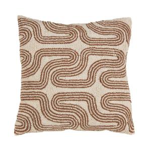 Kuddfodral RIVER med ögletuftat grafisk mönster på framsidan i brunt och beige